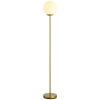 HOMCOM 171cm Glass Globe Floor Lamp, Metal Frame Sphere Light Pedal Switch, Modern Unique Standing Beautiful Furnishing, for Home, Office, Living Room, Gold