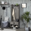 Armoire D'entrée HOMCOM 4 Patères + 2 Tiroirs + 2 étagères - Bois Sapin Et Polyester Gris - Design Nordique