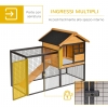 Cage Pour Lapins PawHut Avec Rampe Et Aire Ouverte - Jaune Clair, Bois, Neuve