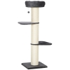 Arbre à Chat PawHut 165 Cm - 2 Niches, Griffoirs Sisal, Hamac, Plateformes, Pompons, Couleur Grise - 5