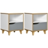 HOMCOM Set Di 2 Comodini Sospesi Moderni Con Cassetto E Vano Aperto 37x32x21 Cm Legno Naturale 72290414