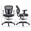 Silla De Dibujante Ergonómica HOMCOM - Respaldo De Malla, Ajuste De Altura, Soporta Hasta 120 Kg