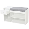 Scarpiera Con Seduta Imbottita E Cassetto HOMCOM – 3 Scomparti Per Ingresso E Corridoio – Marrone Rustico 76,5 Cm