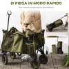 Carrello Da Campeggio Pieghevole Outsunny 90 L – Manico Regolabile, Ruote Con Freno, Per Esterni, Shopping E Pesca, Blu Navy