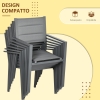 Set Giardino 7 Pezzi Outsunny - Tavolo Allungabile E 6 Sedie Con Rete Traspirante, Grigio - Foto 10