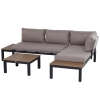 Outsunny 3Pcs Aluminium Frame Garden Lounging Set w/ Sofa Chaise Lounge Coffee Table Foam Cushions