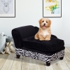 PawHut Hundesofa Mit Holzrahmen – Abnehmbares Kissen, Plüschbezug, Für Kleine Hunde & Katzen