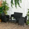 Tavolino Basso Da Giardino Outsunny Cosy Chic – In Resina Intrecciata Beige Con Piano Sollevabile E Antiruggine - 3