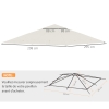 Outsunny Toile De Rechange Pour Tonnelle 4x3m - Toit Pavillon Crème Anti-UV Polyester 180g/m²