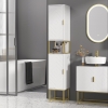 Mobile Bagno A Colonna HOMCOM Con Cassetto | 2 Armadietti E Ripiano Effetto Marmo | 168x30x41.5 Cm
