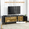 Mobile TV YESHOMY Con Camino Elettrico – 147 Cm, Rovere, Per TV Fino A 65 Pollici, 2 Ante E Armadietti, Stile Rustico