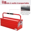 Caisse à Outils Métal Durhand - 50x26x18,5cm, Bleue, 3 Poignées, Charge 20kg