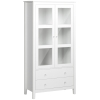 HOMCOM Vitrine de Sala de Estar Estante para Escritório com 2 Portas de Vidro Temperado 3 Prateleiras e 2 Gavetas 80x40x160 cm Branco