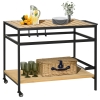 Outsunny serveerwagen, barbecuewagen met 2 planken en haken voor tuin en balkon