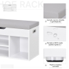 Scarpiera Con Panca Imbottita Bakaji - Mobiletto Salvaspazio Con 2 Ante Ribaltabili, Porta Fino A 12 Paia Di Scarpe, Colore Bianco, Misure 94.5x57x30 Cm