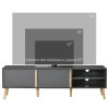 Meuble TV Design Scandinave 115 Cm - 2 Portes Coulissantes Et 2 Niches - Support TV Jusqu'à 50 Pouces