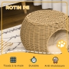 Maison Pour Chat En Résine Tressée – Niche Lit Avec Coussin – Style Rotin, Intérieur/extérieur