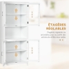 Buffet Haut Armoire De Cuisine 4 Portes Vitrées 1 Niche Centrage Blanc