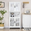 Armoire De Cuisine HOMCOM Blanc 60x30x172 Cm - 4 Portes, Tiroir, étagères Réglables - Rangement Salon Salle à Manger