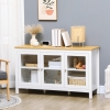 Buffet De Rangement Blanc HOMCOM - 3 Portes Sculptées, 2 Placards, Étagères Réglables - 107x77 Cm - Pieds Dorés