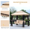 Outsunny 3 Seater Swing Chair With Mosquito Net Mesh Curtains Beige