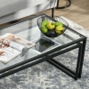 Lot De 2 Tables Basses Gigognes Design - Plateaux Verre Trempé Et Structure Acier Noir