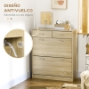 Zapatero HOMCOM De 4 Cajones - Estrecho, Para 16 Pares, Madera Natural/blanco, 95x26x95 Cm, Para Pasillo, Entrada