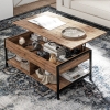 Table Basse HOMCOM Plateau Relevable - Rangement Cache, Bois Chêne, 105x50x49-62,5cm