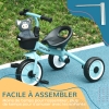 MalPlay Tricycle enfant multifonctionnel pivotant 360 degrés bleu Toit