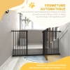 PawHut Barrière De Sécurité Animaux 104 Cm Extra Haute – Porte Double Avec Fermeture Auto & Double Verrouillage, Acier Noir (74-80 Cm)