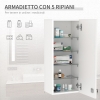 Armadietto Da Bagno Con Specchio COSTWAY | 6 Mensole Esterne, 2 Scomparti Interni, Mensola Regolabile, Bianco, 60x16.5x70.5 Cm