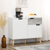 Mobile Soggiorno HOMCOM Moderno | Credenza Con 2 Ante E Cassetto | Grigio E Bianco 98x39x81.5 Cm | In Truciolato E Legno - Foto 6