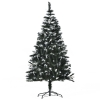 HOMCOM 6FT Snowy Artificial Christmas Tree, Xmas Tree, Home Indoor Decoration with Steel Stand, White Berries, Green