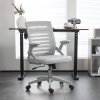 Vinsetto Sedia Ufficio Ergonomica Bianca E Azzurra - Altezza Regolabile, Braccioli Sollevabili, Girevole, Carico 136 Kg