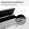 Banc Coffre Velours HOMCOM Banc De Rangement Coffre De Rangement Design Contemporain- Banc Avec Espace De Stockage - Dim. 100L X 40l X 42H Cm - Velours Gris Foncé Piètement Métal Doré