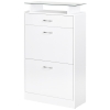 Rangement Chaussures Compact Armoire à Chaussures HOMCOM 2 Portes - Blanc Et Chêne Clair - Rangement 4 Compartiments Armoire Rangement Chaussures