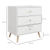 Commode 3 Tiroirs HOMCOM Bois Massif Pin - Design Scandinave Blanc, Meuble Rangement Chambre