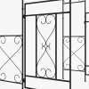 Arche De Jardin Avec Portillon Treillis Style Fer Forgé Feuilles Vigne Acier Thermolaque Noir