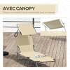 Transat Jardin Pliable Outsunny - Dossier 4 Positions - Pare-Soleil Réglable - 187x58x36 Cm - Couleur Chocolat