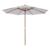 Outsunny 3(m) Garden Parasol, Pulley Operated Patio Umbrella, Wooden Table Market Umbrella with Rope Pulley Mechanism and 8 Ribs, White