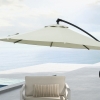 Outsunny Ombrellone da Giardino Inclinabile 2x1.5 m con Sistema a Corda e Presa d'Aria, Ombrellone da Esterno a 6 Stecche, in Legno, Bambù e Poliestere 180g/㎡, per Cortile Balcone Terrazzo, Beige