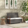 Outsunny Divano Da Giardino 2 Posti In Rattan PE Grigio – Boho Chic, Con Cuscini Sfoderabili E Struttura In Acciaio Antiruggine