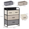 Chiffonnier HOMCOM 4 Tiroirs Tissu - 58x29x78,5 Cm - Noir/Gris - Rangement Chambre