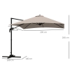Ombrellone da giardino 3x3 mt con struttura in legno e telo in poliestere beige con mantovana