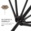 PatioKingdom Ombrello Da Giardino Con Manovella E Inclinazione – 2,7/3/3,4 M – Stecche In Fibra Di Vetro – Protezione UV 50+