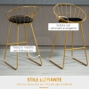 HOMCOM Set 2 Sgabelli Da Bar In Velluto Oro – Con Schienale E Poggiapiedi, Altezza 93 Cm, Portata 120 Kg - 6