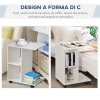 Tavolino Da Salotto HOMCOM A C Con 2 Ripiani E 4 Ruote - Bianco 45x35x58 Cm - Foto 7