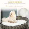 Cuccia Rialzata Per Cani E Gatti In Rattan - Lettino Con Cuscino Lavabile | Design Elegante