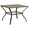 Tavolo Da Giardino Rotondo Outsunny Con Foro Per Ombrellone - Piano In Vetro, Struttura Acciaio, Nero, Diametro 106.5cm