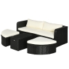 Outsunny - Poggiapiedi Da Giardino In Rattan PE - 50x50x35 Cm - Marrone - Cuscino Imbottito E Rimovibile - Portata 120 Kg